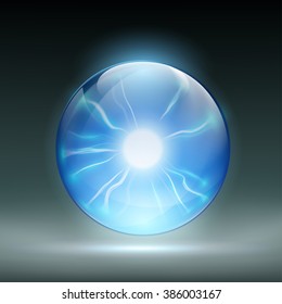 Glass Crystal Ball To Predict. Static Discharges. Stock Vector Illustration.