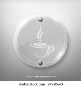 Glass crystal marking a cup of coffee, vector illustration