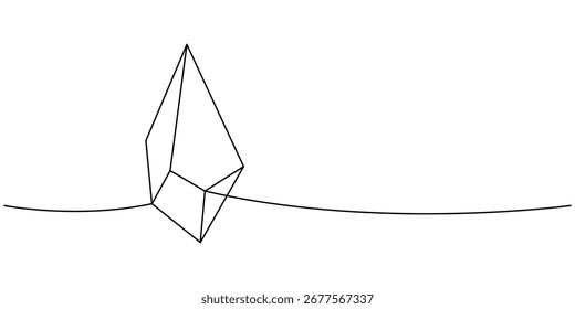 Glass crystal one line continuous drawing. Mystical esoteric crystal. Vector illustration