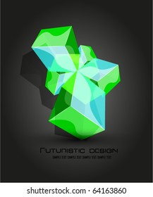 Glass cube composition. Vector abstract background