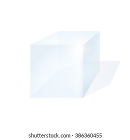 Glass cube on a white background with shadow