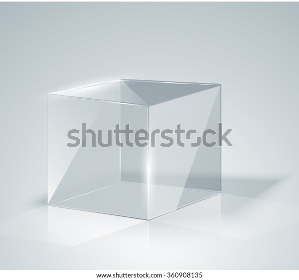 ガラス立方体 透明な立方体 分離型 テンプレートガラス 展示 新しい製品のプレゼンテーション リアルな3dデザイン ベクターイラスト のベクター画像素材 ロイヤリティフリー