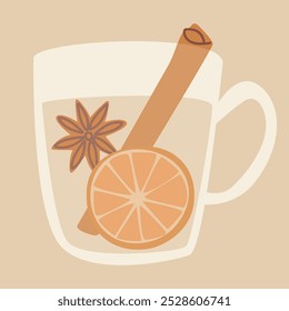 Glasbecher mit aromatischem Glühwein. Weihnachtsgetränk.