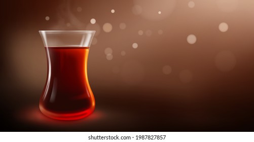 Glass cup of black tea, vector background. svg