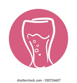 glass cup bubbles outline with pink color circle vector illustration eps 10