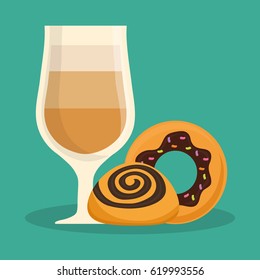 glass cup coffee donut bread