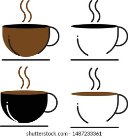 A glass cup of coffee line vector illustration with alternative brown, black and white color suitable for logo, icon, badge, pictogram, sticker, and signage  