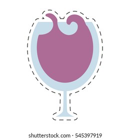 glass cup cognac beverage cut line vector illustration eps 10