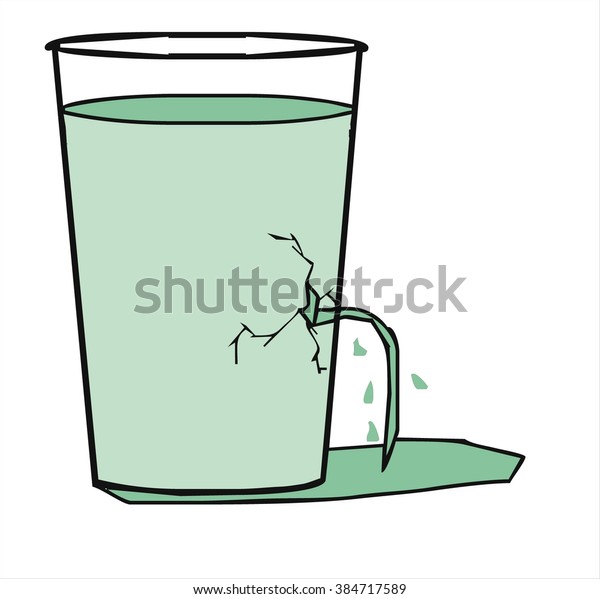 Glass Cup Crack Water Cartoon Vector Stock Vector Royalty Free