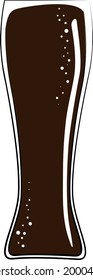 Glass cup with dark beer on white background