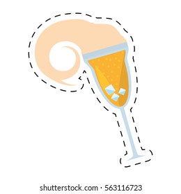 glass cup drink bubble ice dot line vector illustration eps 10