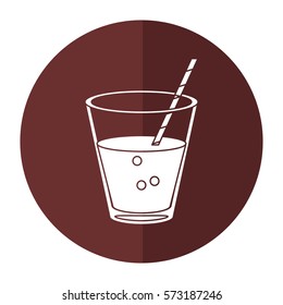 glass cup fresh drink with straw - round icon