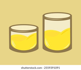 glass cup full of lemonade vector, hand drawn illustration vector, large and small glass cups