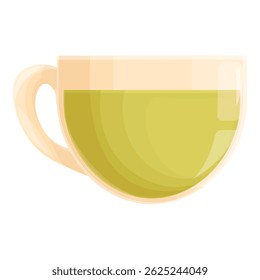 Glass cup with a handle is filled with green tea, offering a refreshing and healthy beverage option