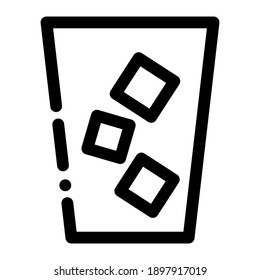 Glass, cup with ice, sugar cubes Coffee shop, food, drink and website related outline icon on a white background. With cuts, cutouts EPS Vector