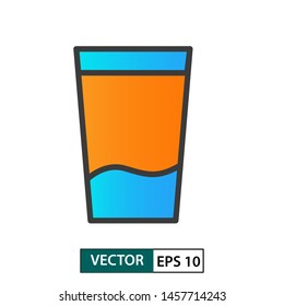 Glass cup icon vector. Colour style. Isolated on white background. Vector Illustration EPS 10
