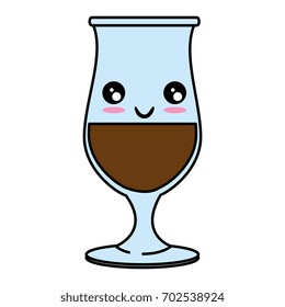 Glass cup isolated kawaii cute cartoon Vector ilustration