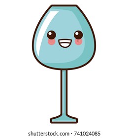 Glass cup isolated kawaii cute cartoon