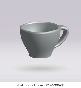 Glass cup isolated vector 3d icon. Glass cup 3d illustration.