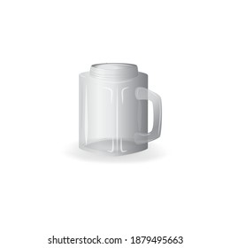 Glass cup, jar on an isolated white background. Vector illustration.