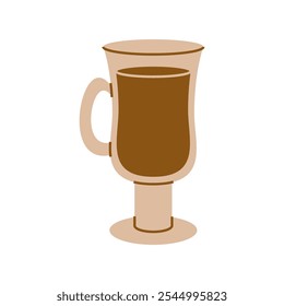 Copo de vidro com café ou cappuccino. Item amante do café. Clipart plano simples