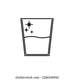 glass or cup line icon with cold water. on white background. isolated, simple, lines, silhouettes and clean style. suitable for symbols, signs, icons or logos