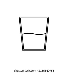 glass or cup line icon. half filled with water. on white background. isolated, simple, lines, silhouettes and clean style. suitable for symbols, signs, icons or logos