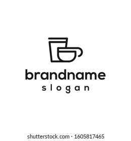 glass and cup logo design vector