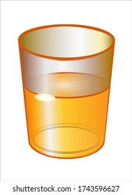 Glass cup with orange drink - vector full color picture. Glass with orange juice in cartoon style.