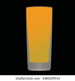 glass cup with orange juice on a black background vector