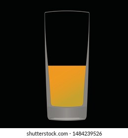 glass cup with orange juice on a black background vector