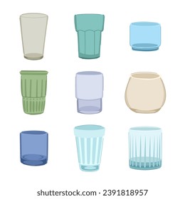 Warenkorb mit Glasbecher. Objekt frisch, schwarz klar, heißes Kristallglas-Becher-Schild. einzelne Vektorgrafik-Vektorgrafik