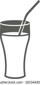 Glass cup of soda with a straw isolated on a white background. Vector black and white illustration. Great for labels, menus, posters, banners, vouchers, coupons, business promotion and more.