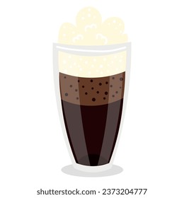 Glass cup of tasty coffee cocktail on white background