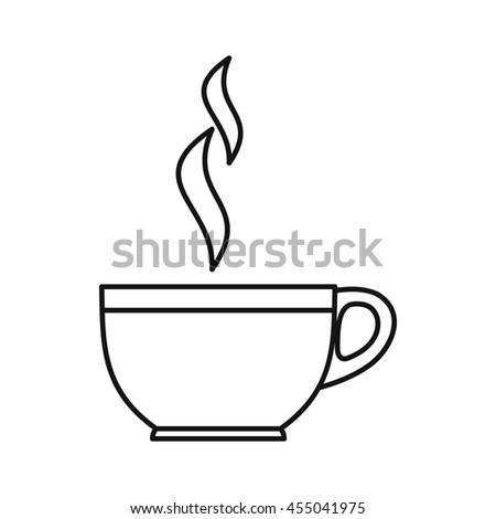 Glass cup of tea icon in outline style isolated vector illustration