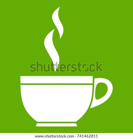 Glass cup of tea icon white isolated on green background. Vector illustration