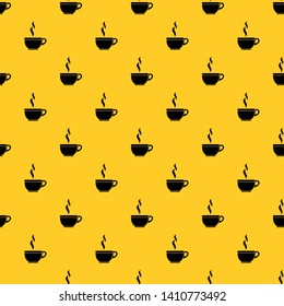 Glass cup of tea pattern seamless vector repeat geometric yellow for any design