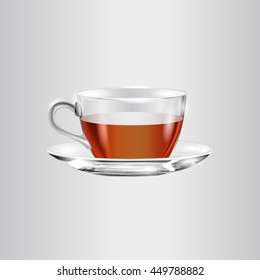 Glass cup of tea. Vector stock.