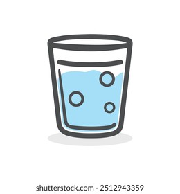 Glass cup water drink icon color and outline white background soft design.