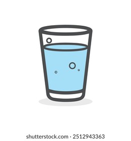 Glass cup water drink icon color and outline white background soft design.