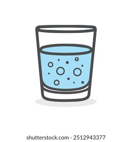 Glass cup water drink icon color and outline white background soft design.