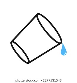 Glass cup and water droplet. Vector.