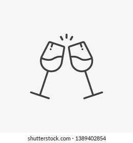 Glass cups cheers icons. Wine icon in trendy flat style isolated on grey background