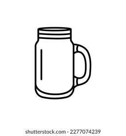 Glass cups for smoothies black line icon. Dishware. Pictogram for web page, mobile app, promo.