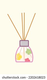 Glass of cute flower bottle diffuser in flat vector illustration