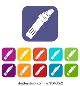Glass cutter icons set vector illustration in flat style In colors red, blue, green and other