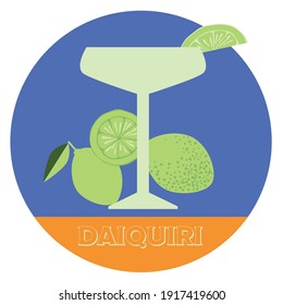 Verre du cocktail Daiquiri avec illustration vectorielle de citrons