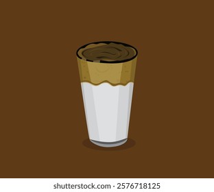 A glass of Dalgona Coffee vector illustration
