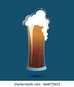 A glass of dark beer crafting on a blue background