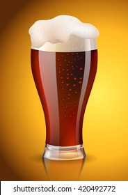 Glass with dark beer created with gradient meshes 